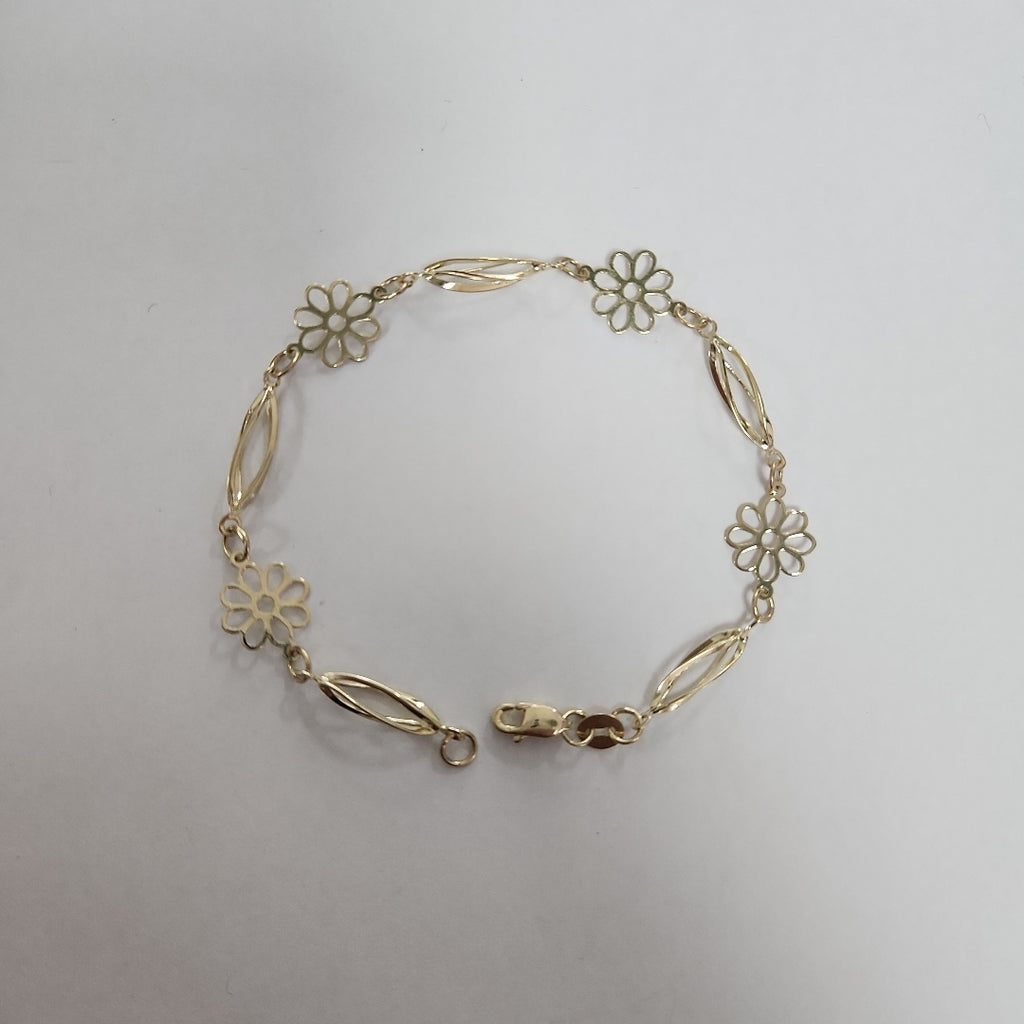 PULSERA ESPECIAL CON FLORES 14K 18 CM 2.5 GR (NUEVO)