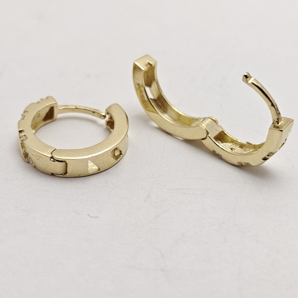 ARETES HUGGIES CON CIRCONIAS 14K 2.3 GR (NUEVO)