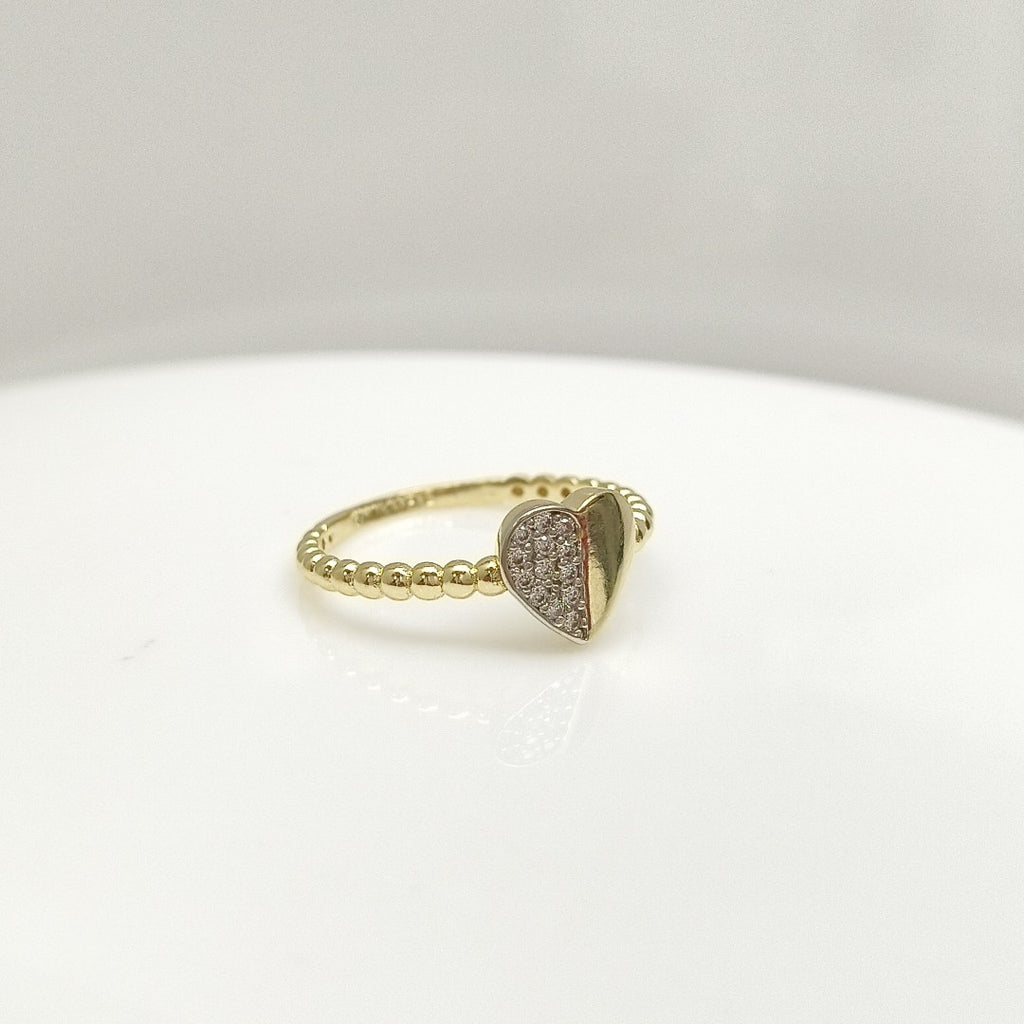 ANILLO ANILLITO FIG CORAZON C CIRCONIAS 14K 9 TALLA 1.7 GR (NUEVO)