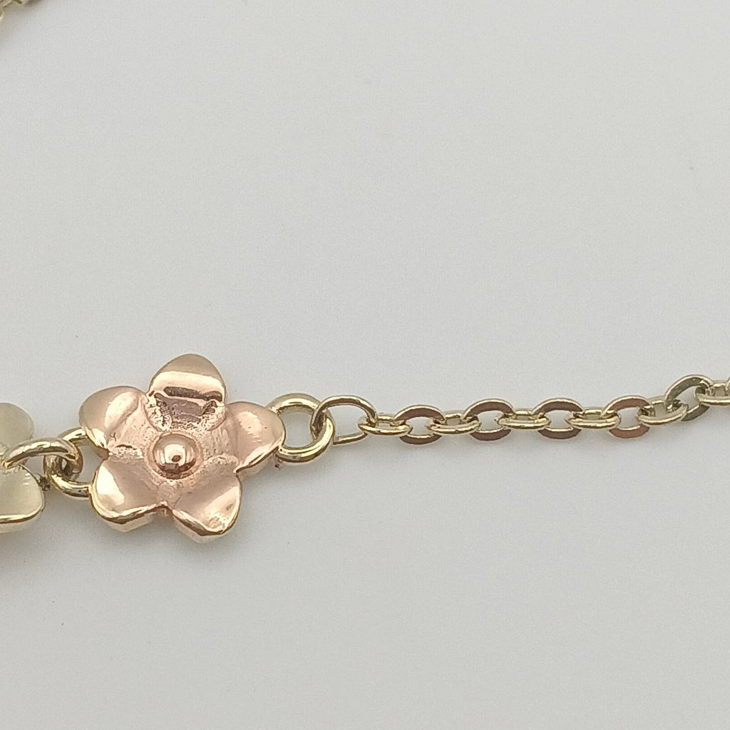 PULSERA TEJIDO ESPECIAL FIG FLORES 14K 18 CM 2 GR (NUEVO)