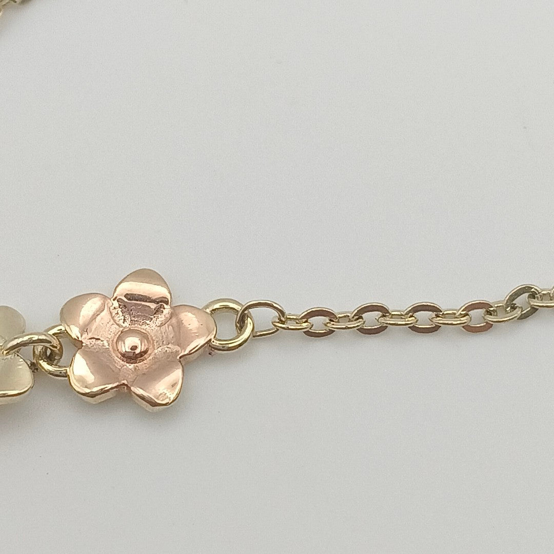 PULSERA TEJIDO ESPECIAL FIG FLORES 14K 18 CM 2 GR (NUEVO)