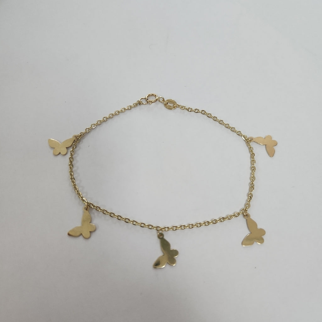 PULSERA ESPECIAL CON MARIPOSAS 14K 18 CM 2.1 GR (NUEVO)