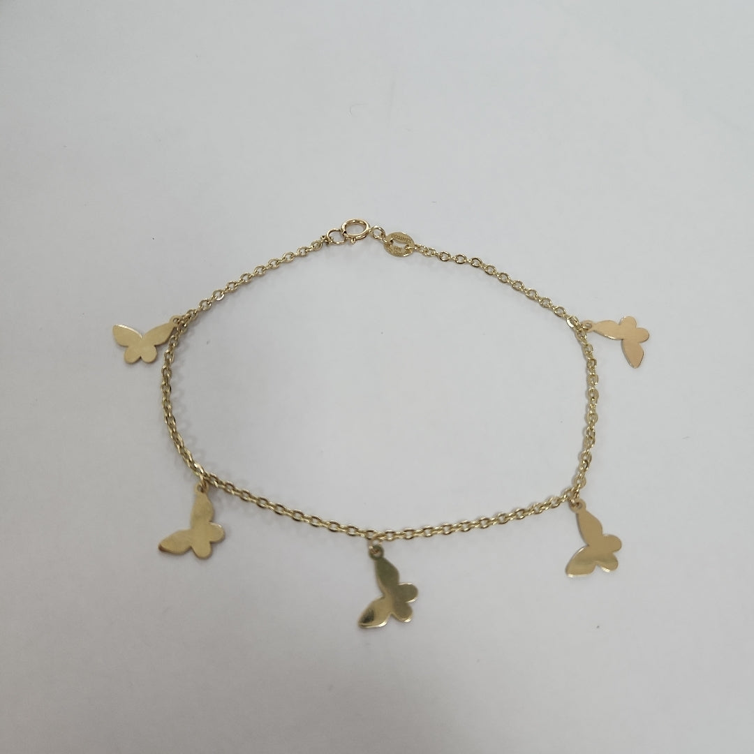 PULSERA ESPECIAL CON MARIPOSAS 14K 18 CM 2.1 GR (NUEVO)