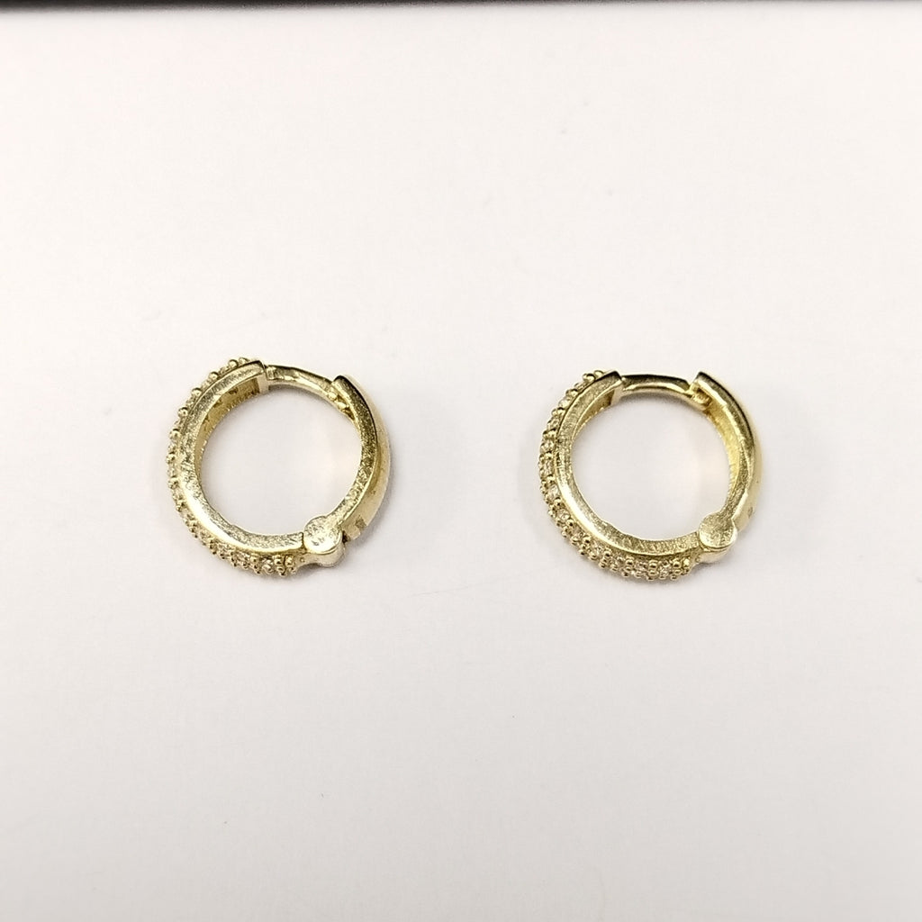 ARETES HUGGIE CON CIRCONIAS 14K 2.2 GR (NUEVO)