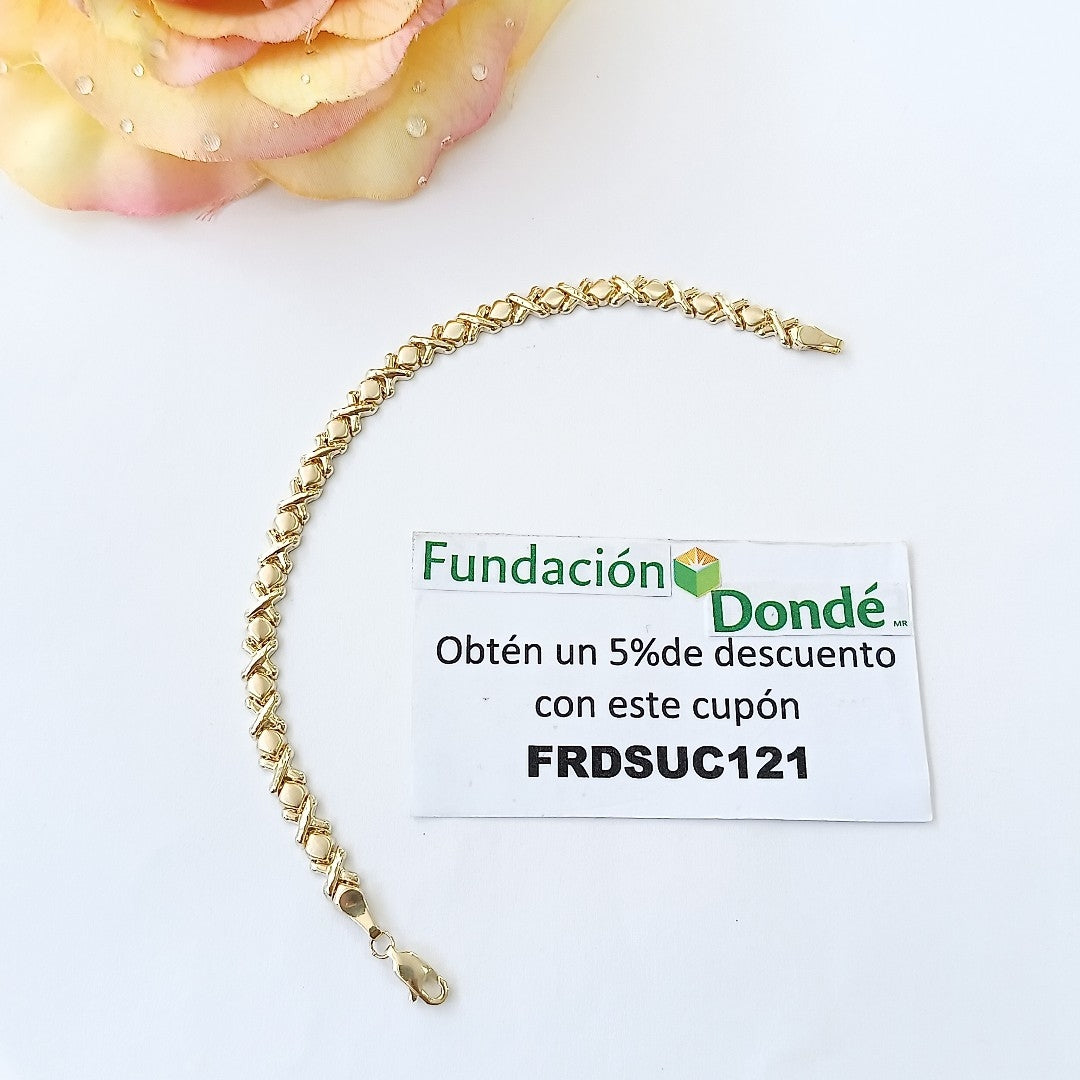 PULSERA ESPECIAL XOXO 14K 18 CM 6.1 GR (NUEVO)