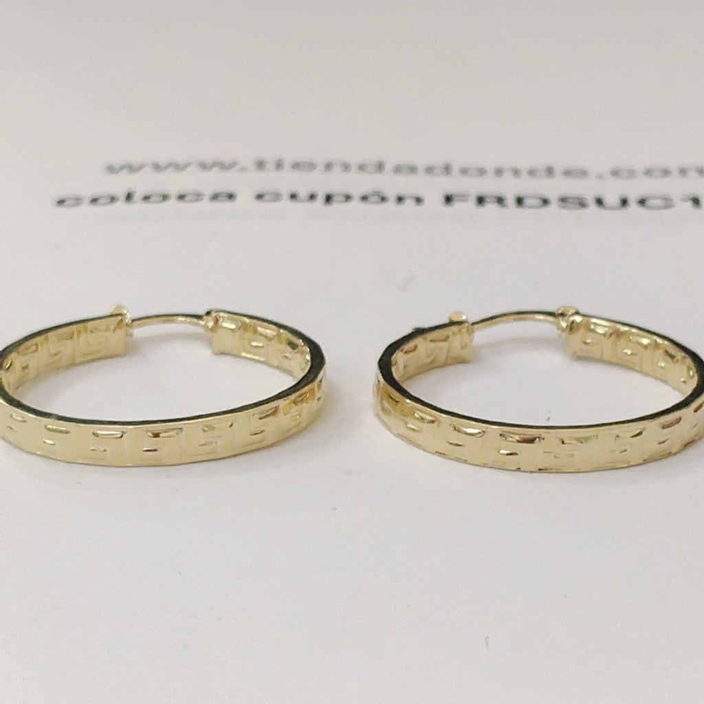 ARETES TEJIDO ARRACADA CON GRECAS 14K 2.7 GR (NUEVO)