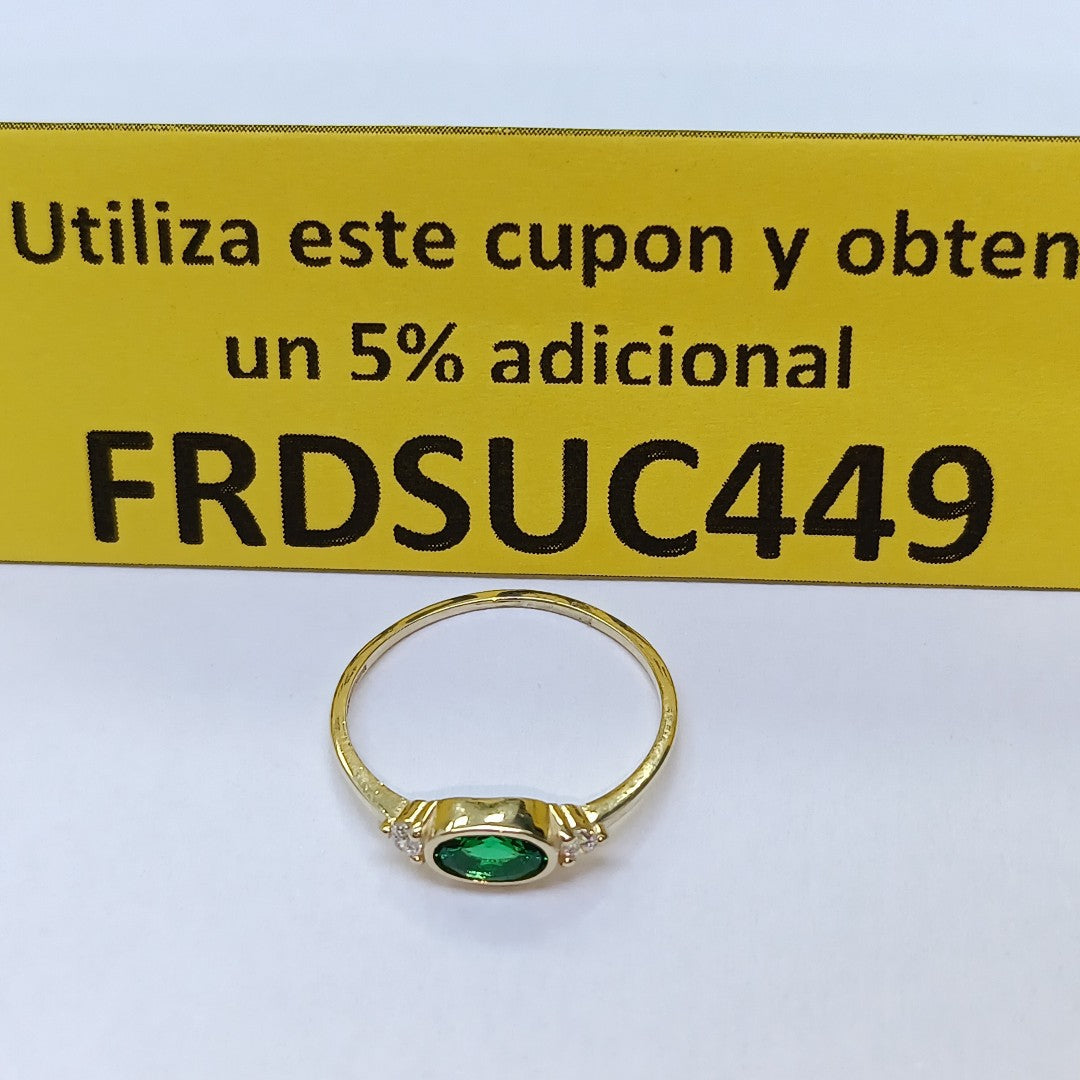 ANILLOS TEJIDO ANILLITO C CIRCONIAS Y PIEDRA VERDE 14K 8 1.2 GR (NUEVO)
