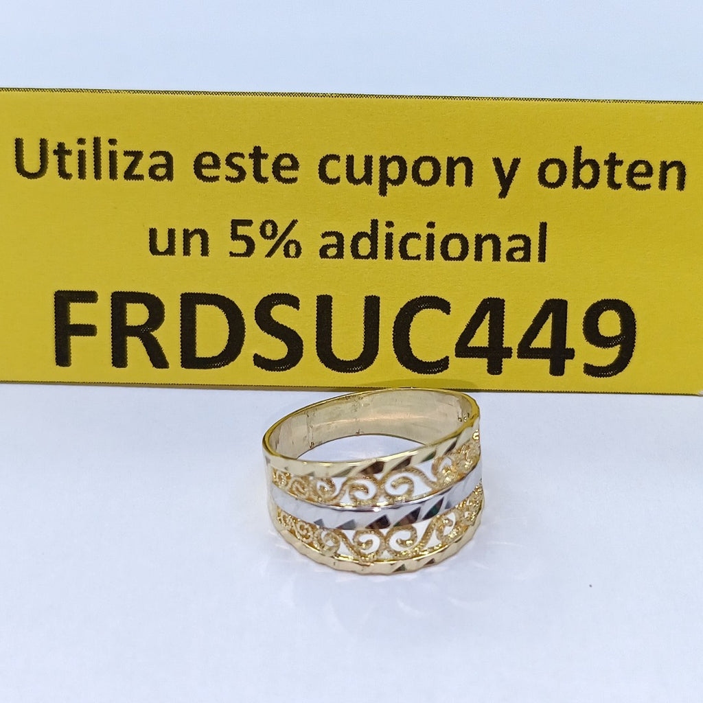 ANILLOS TIPO FILIGRANA COMBINADO 14K TALLA 7 2.8 GR (NUEVO)