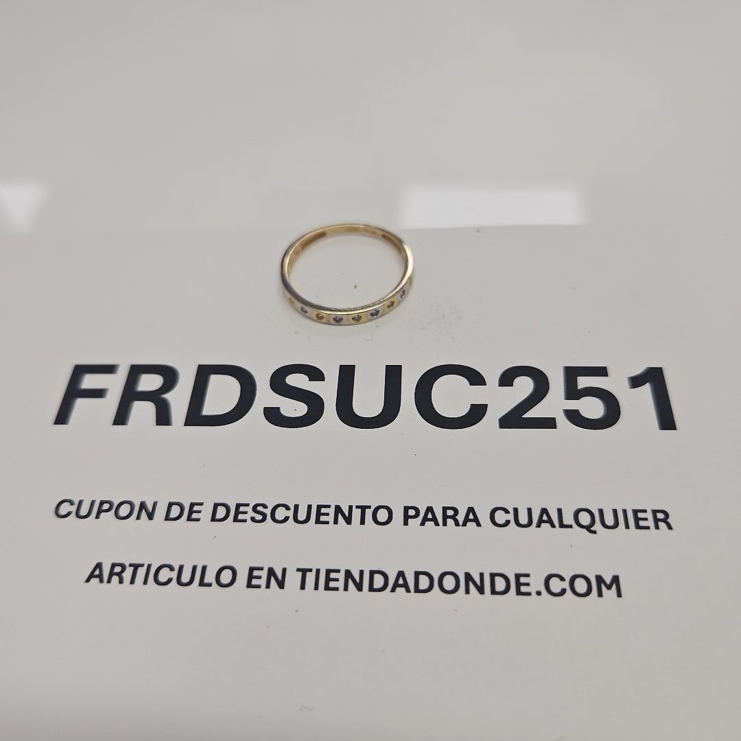 ANILLO ANILLITO C CIRCONIAS COMBINADO 14K 9 TALLA 2 GR (NUEVO)