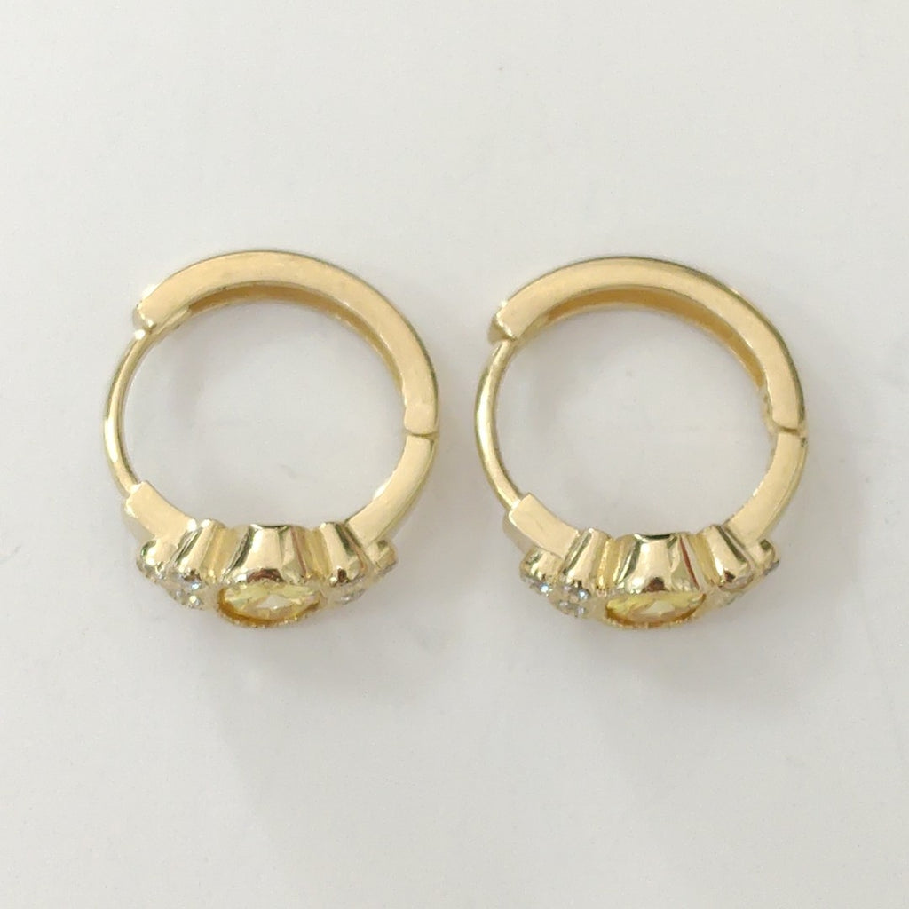 ARETES ARRACADAS CON CIRCONIAS Y PDRAS COL 14K 3.1 GR (NUEVO)