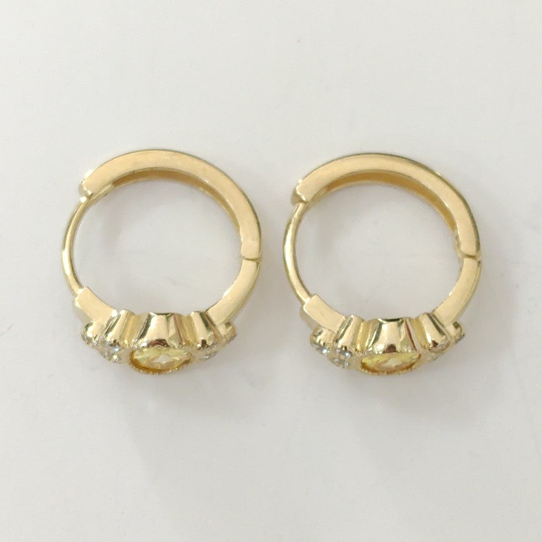 ARETES ARRACADAS CON CIRCONIAS Y PDRAS COL 14K 3.1 GR (NUEVO)
