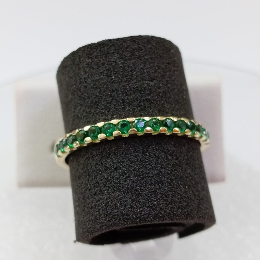 ANILLO ANILLITO MEDIA CHURUMBELA C PDRAS COLOR VERDE 14K 8 TALLA 1.6 GR (NUEVO)
