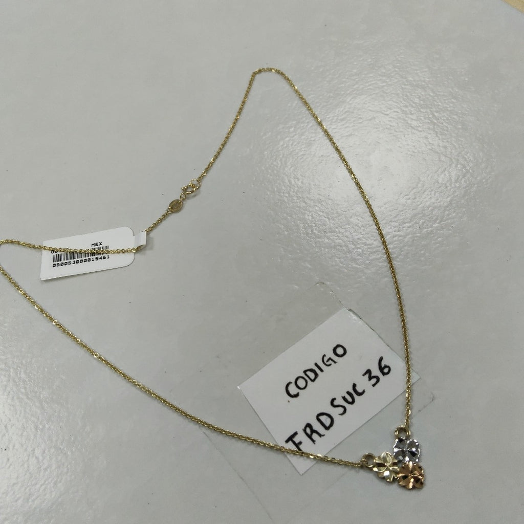 CADENA TEJIDO GARGANTILLA ESPECIAL C FLORES 14K 45 CM 2.9 GR (NUEVO)