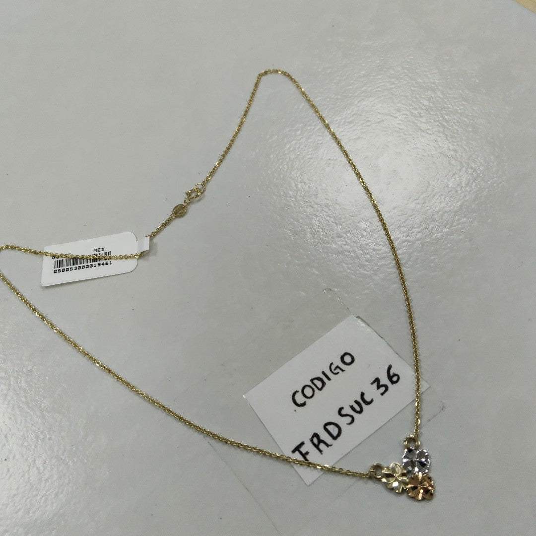 CADENA TEJIDO GARGANTILLA ESPECIAL C FLORES 14K 45 CM 2.9 GR (NUEVO)