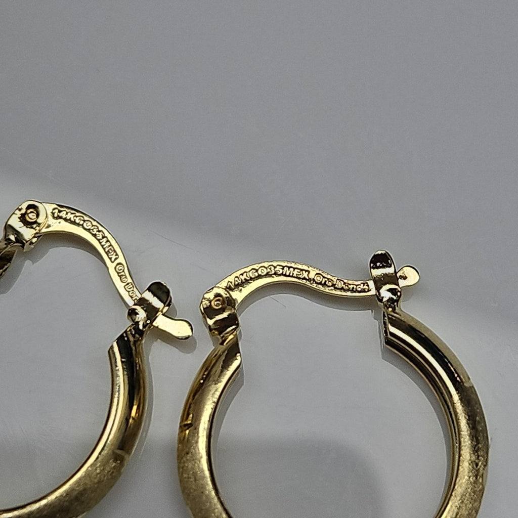 ARETES TEJIDO ARRACADA SATINADA 14K 2.5 GR (NUEVO)