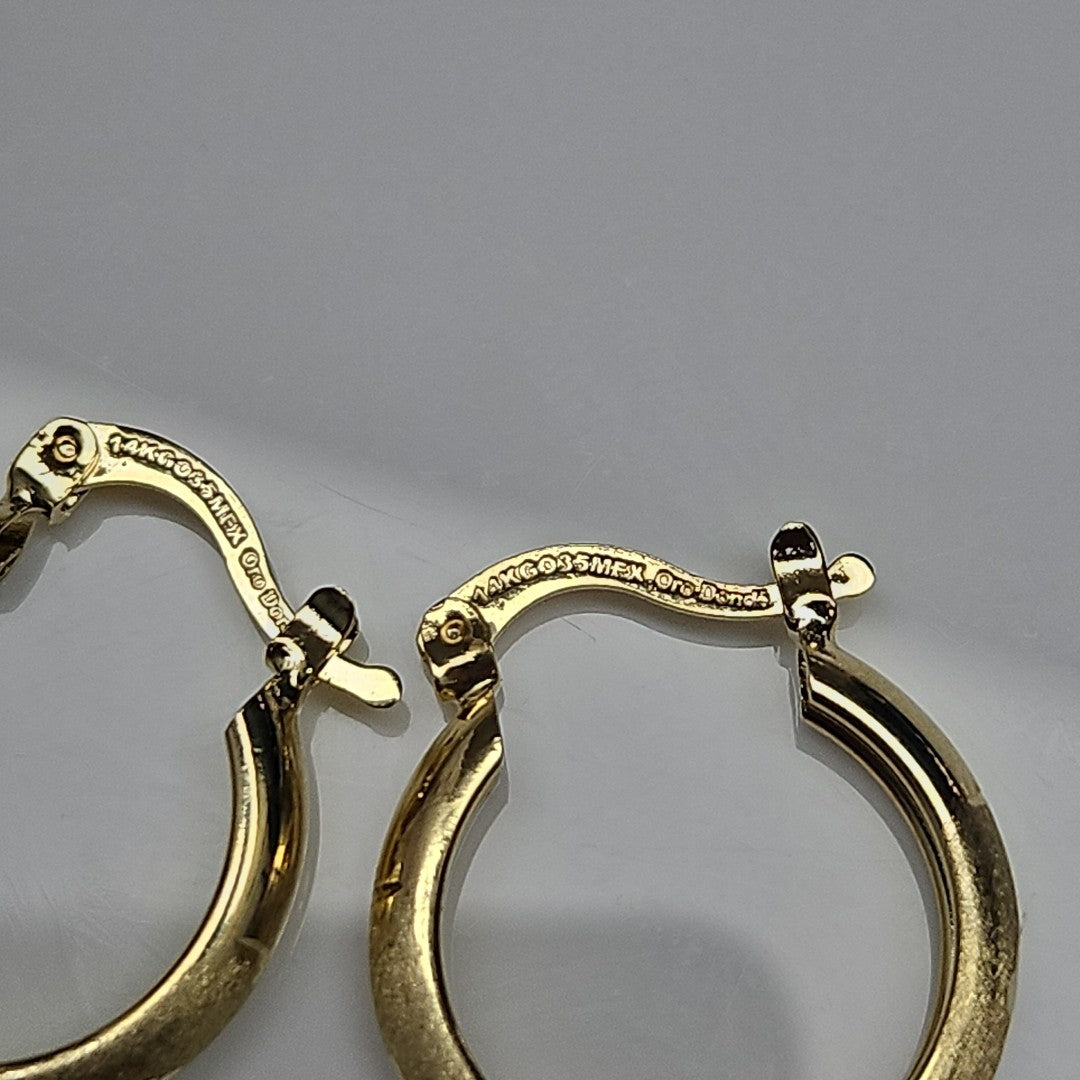 ARETES TEJIDO ARRACADA SATINADA 14K 2.5 GR (NUEVO)