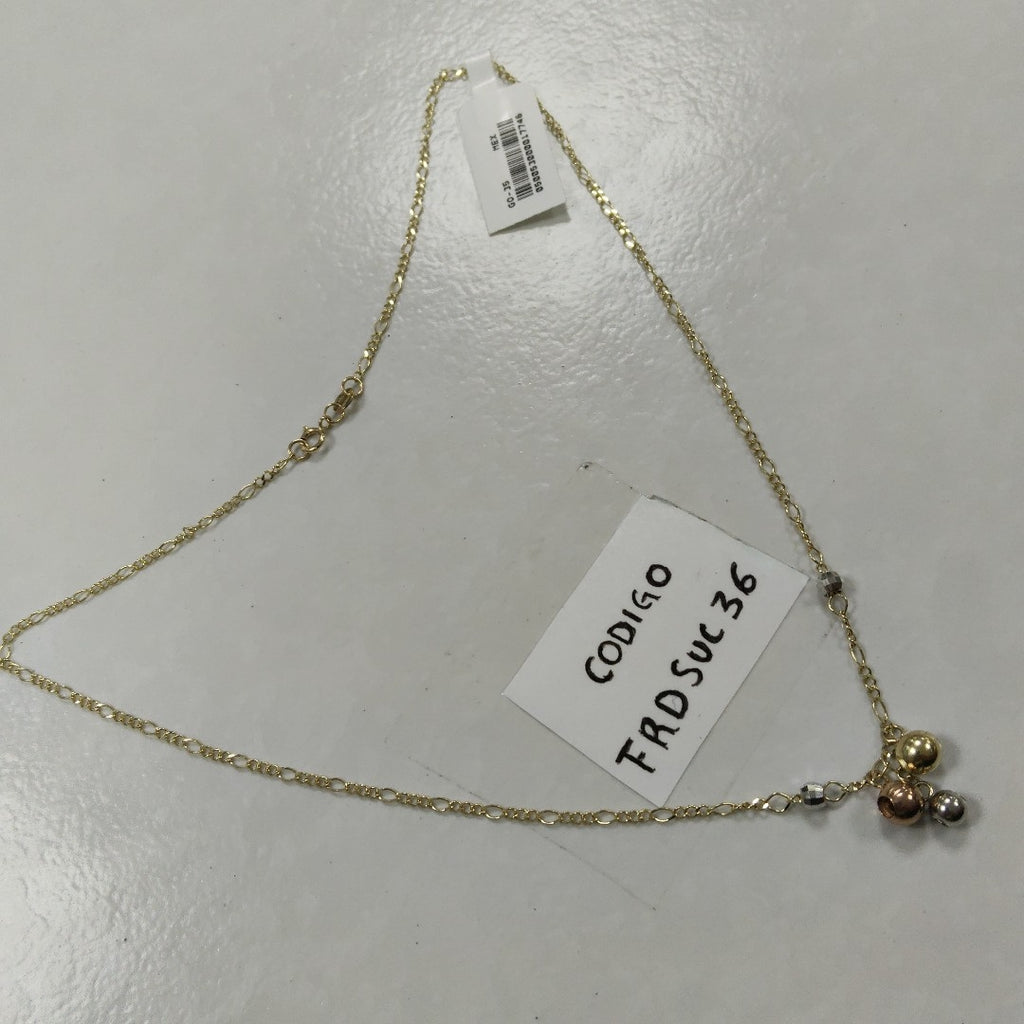 CADENA GARGANTILLA 3X1 CON ESFERAS COMBINADAS 14K 45 CM 3.1 GR (NUEVO)