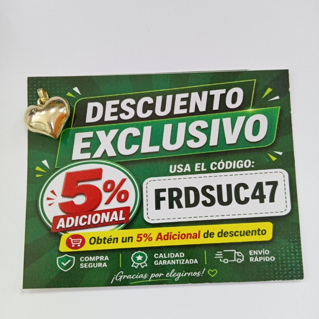 DIJE TEJIDO CORAZON LISO 14K 1.5 GR (NUEVO)