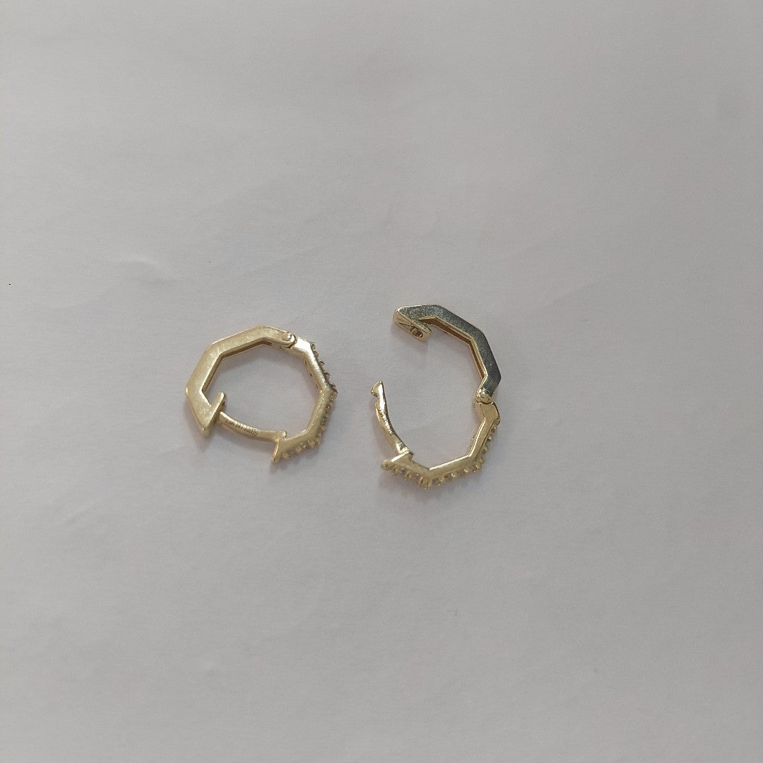 ARETES HUGIES C CIRCONIAS 14K 1.5 GR (NUEVO)