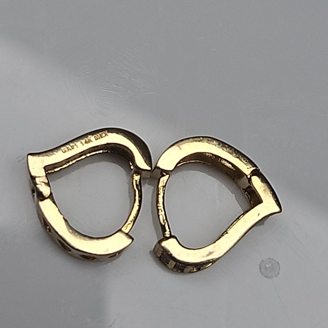 ARETES ARRACADAS CORAZON C CIRCONIAS 14K 2.2 GR (NUEVO)