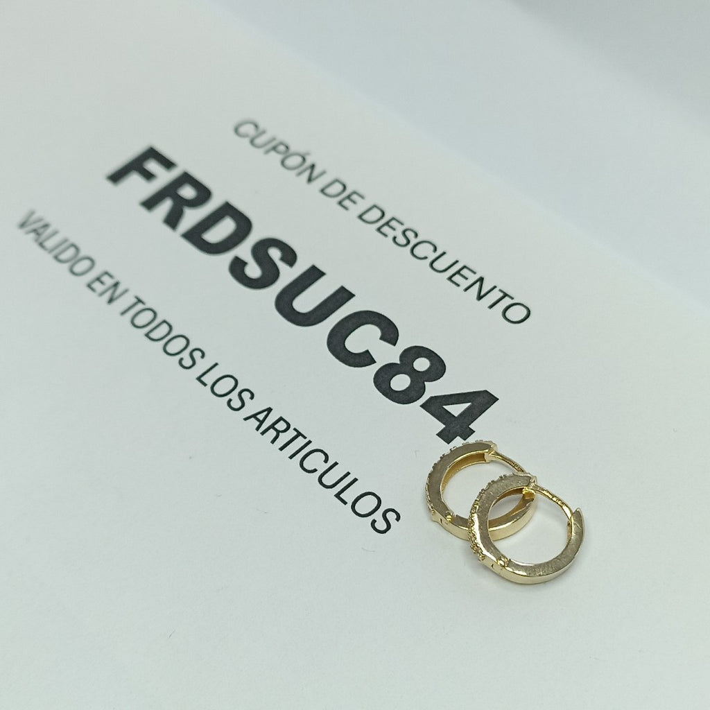 ARETES HUGGIES C CIRCONIAS 14K 1.7 GR (NUEVO)