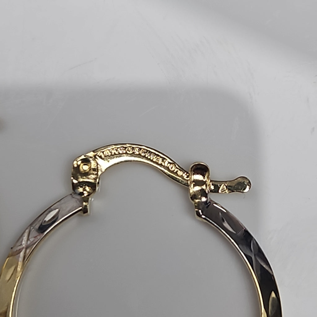 ARETES TEJIDO ARRACADAS BISELADAS COMBINADAS 14K 1.4 GR (NUEVO)