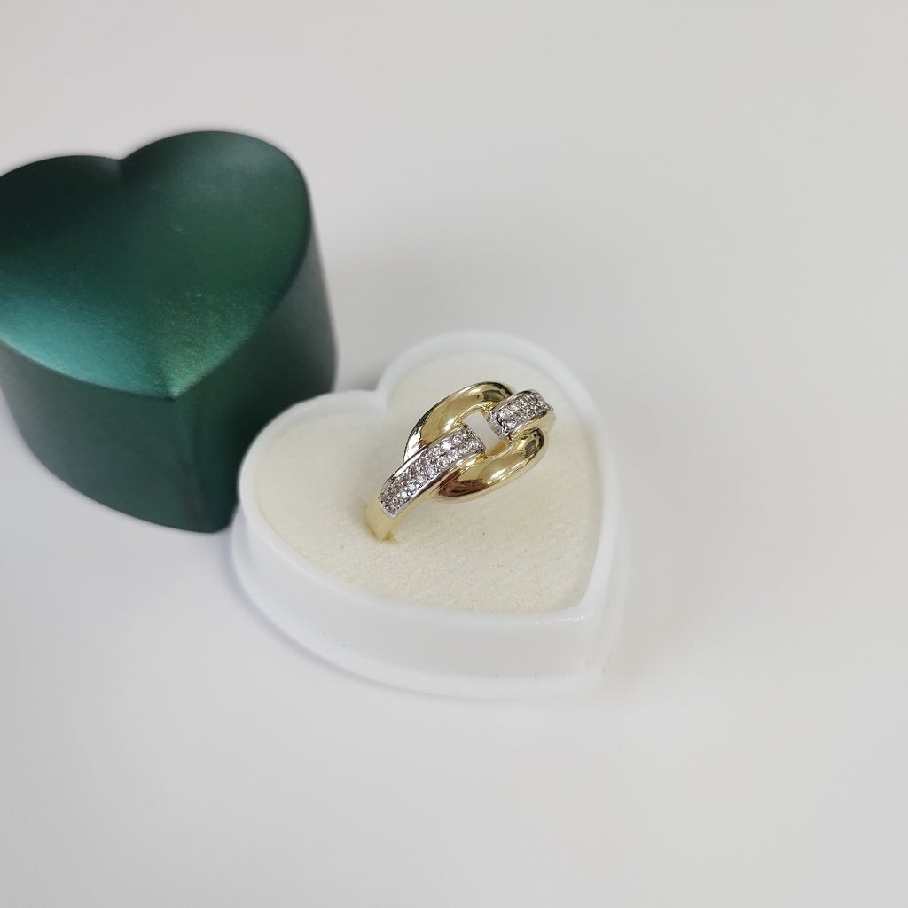 ANILLO ANILLITO C CIRCONIAS 10K 8.5 TALLA 2.7 GR (NUEVO)