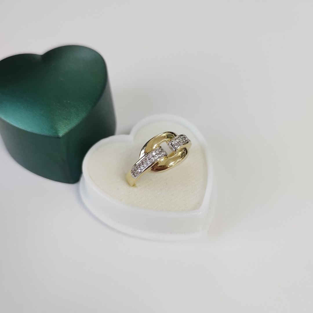 ANILLO ANILLITO C CIRCONIAS 10K 8.5 TALLA 2.7 GR (NUEVO)