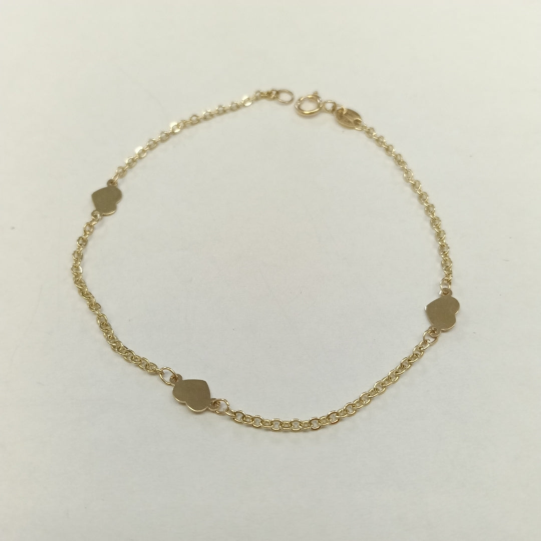 PULSERA TEJIDO ESPECIAL FIG CORAZONES 14K 18 CM 1.3 GR (NUEVO)