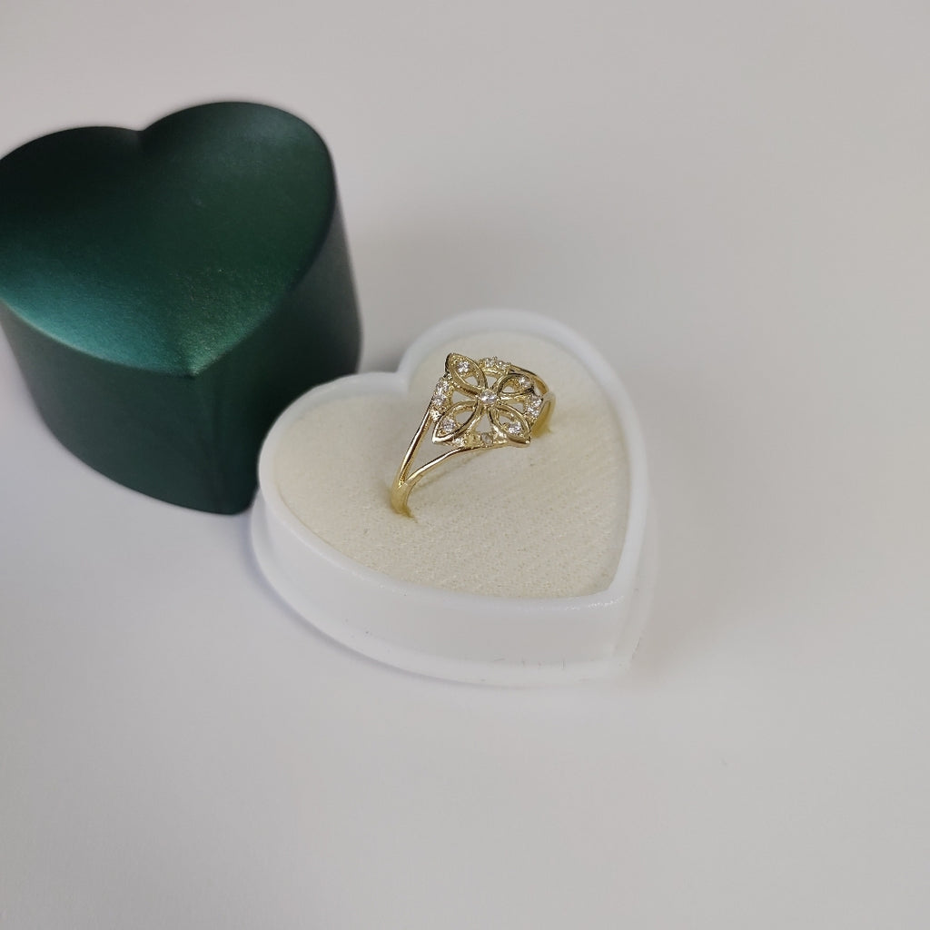 ANILLOS ANILLITO FIG NUDO DE BRUJA CON CIRCONIAS 10K TALLA 8 1.8 GR (NUEVO)