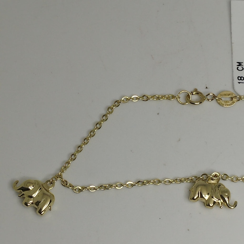 PULSERA ESPECIAL CON DIJES ELEFANTES 10K 18 CM 2.2 GR (NUEVO)
