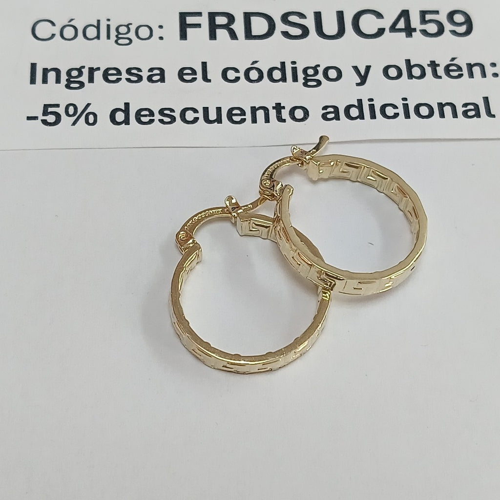 ARETES TEJIDO ARRACADAS TIPO GRECAS 14K 2.1 GR (NUEVO)