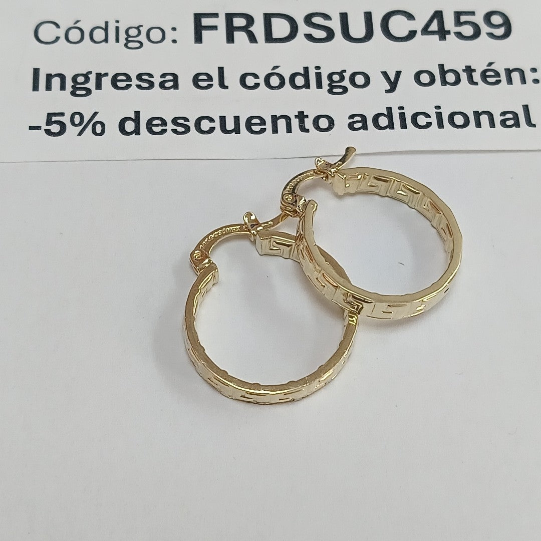 ARETES TEJIDO ARRACADAS TIPO GRECAS 14K 2.1 GR (NUEVO)