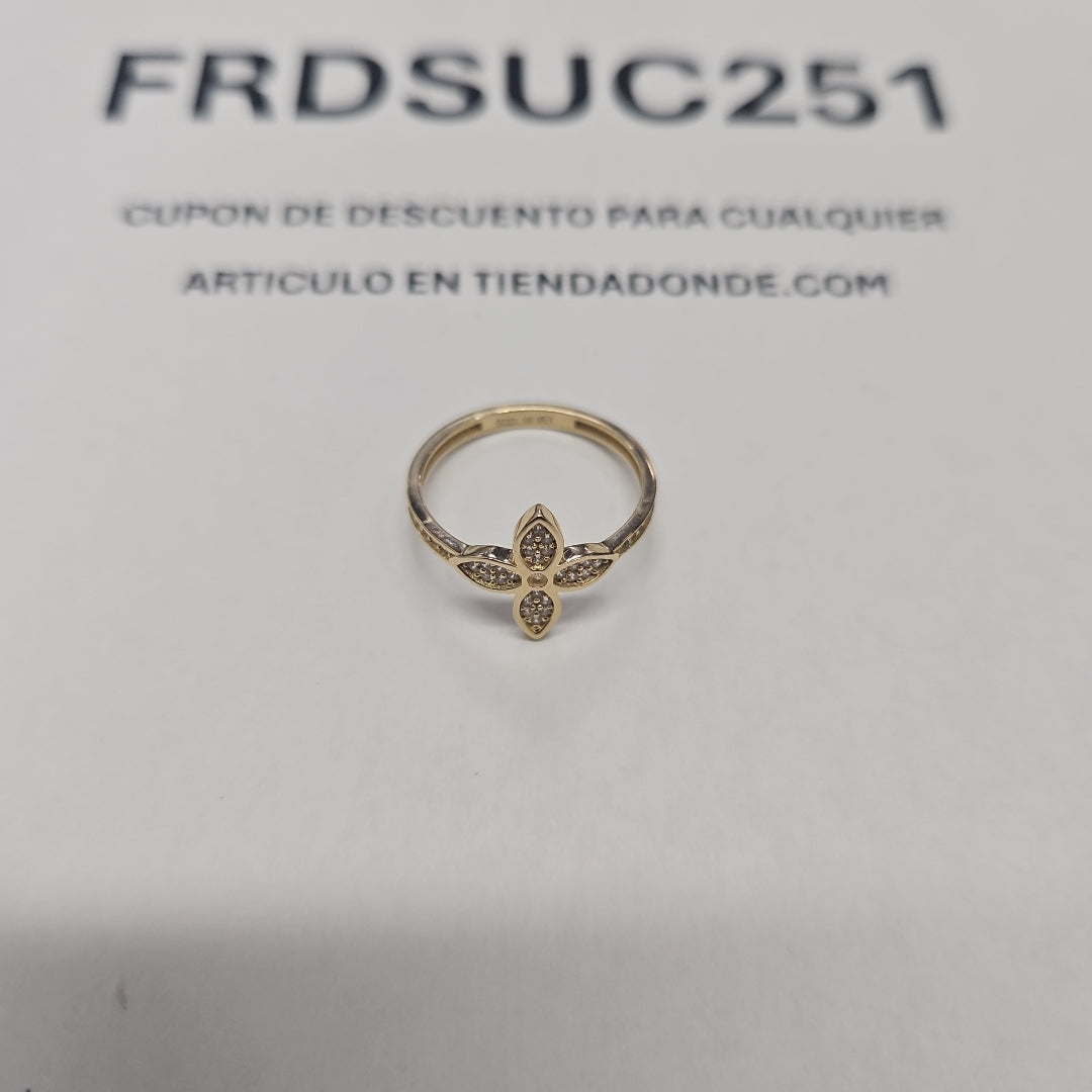 ANILLO ANILLITO FLOR C CIRCONIAS 14K 7 TALLA 1.9 GR (NUEVO)