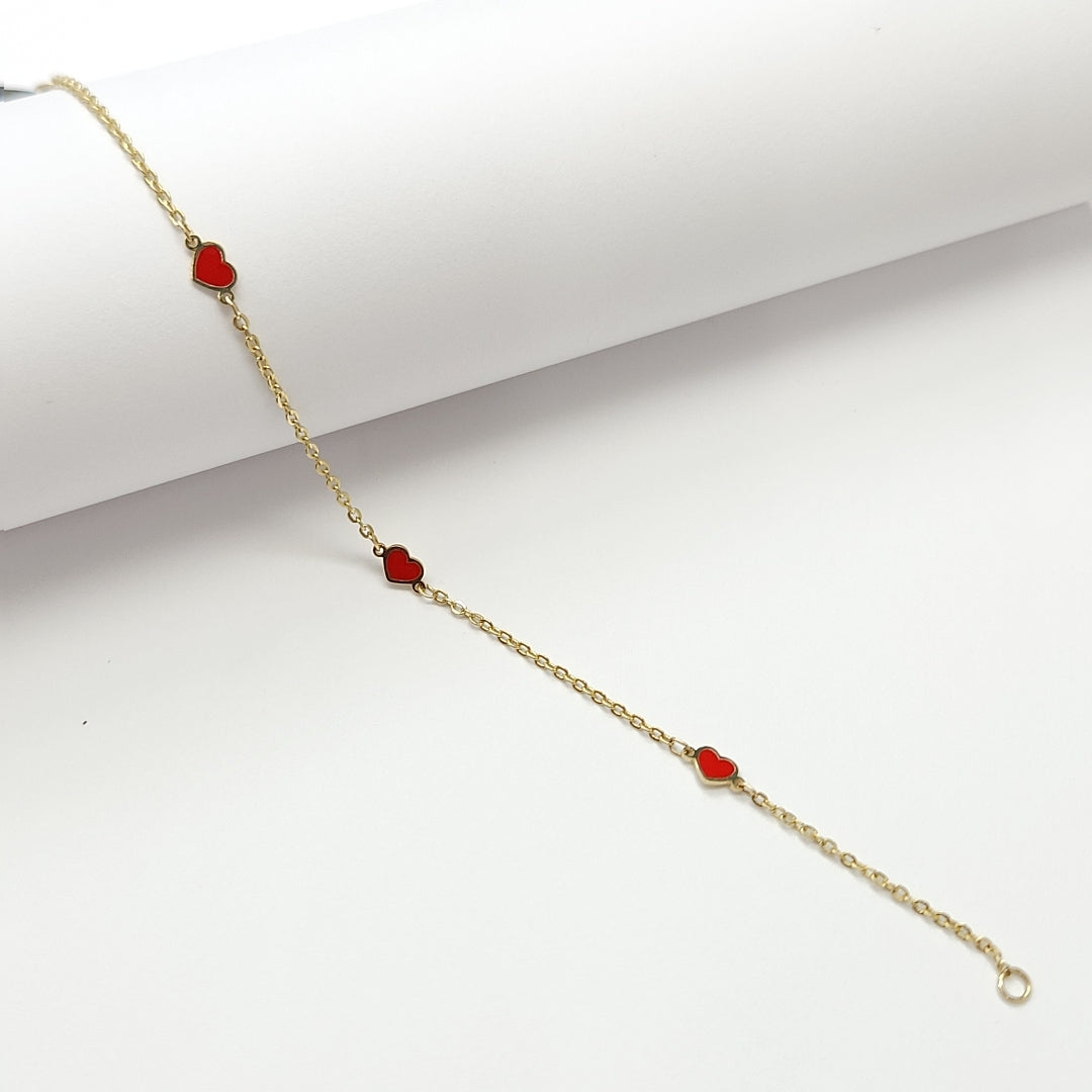 PULSERA ESPECIAL CON CORAZONES 14K 18 CM 1.4 GR (NUEVO)