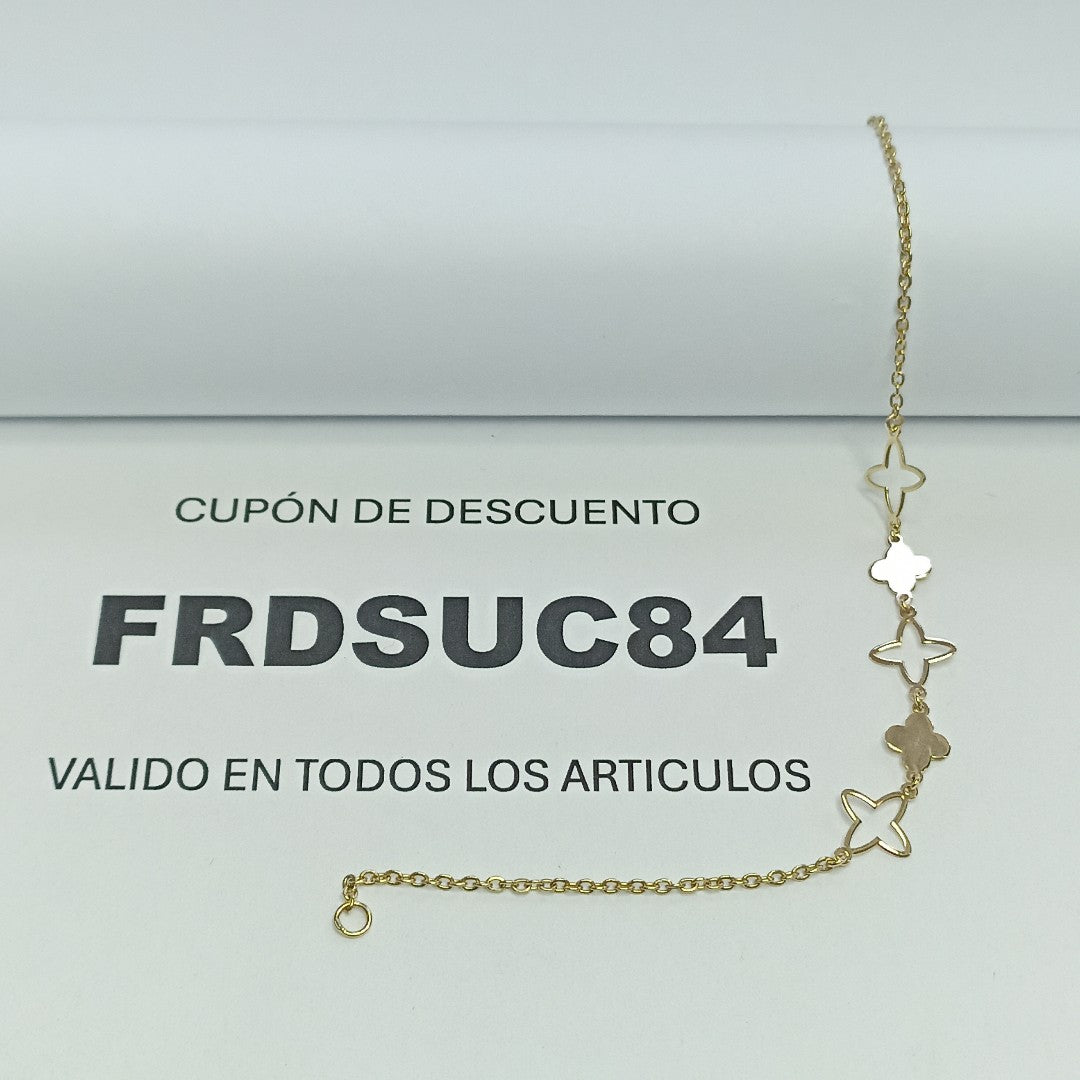 PULSERA TEJIDO ESP CON TREBOL 14K 18 CM 1.5 GR (NUEVO)