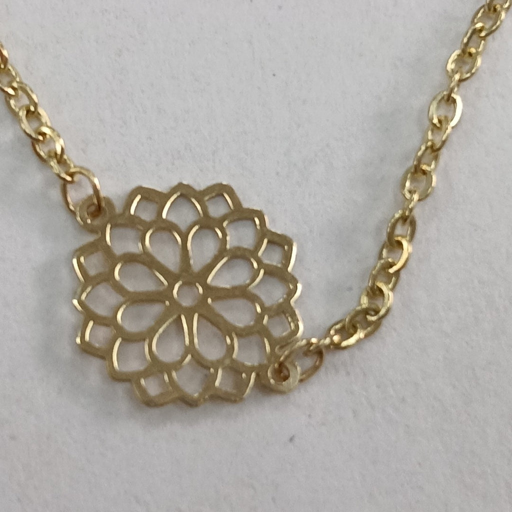 PULSERA TEJIDO ESPECIAL CON MANDALA 14K 18 CM 1.4 GR (NUEVO)