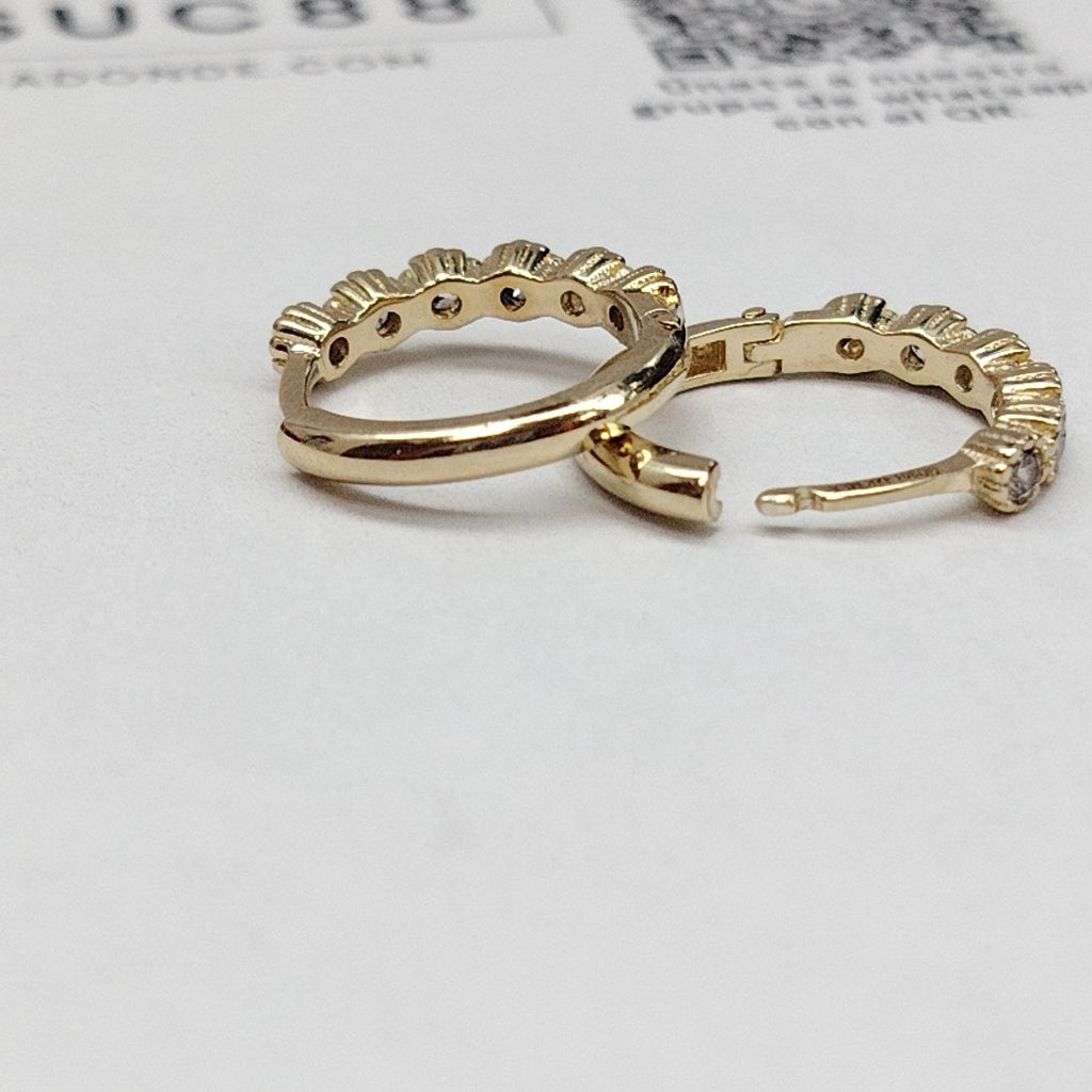 ARETES ARRACADA C CIRCONIAS 14K 2 GR (NUEVO)