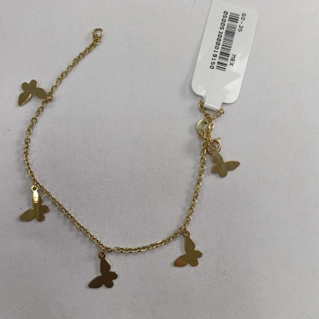 PULSERA ESPECIAL CON MARIPOSAS 14K 18 CM 2.1 GR (NUEVO)