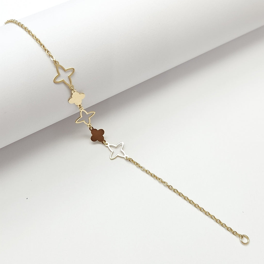 PULSERA TEJIDO ESP CON TREBOL 14K 18 CM 1.6 GR (NUEVO)