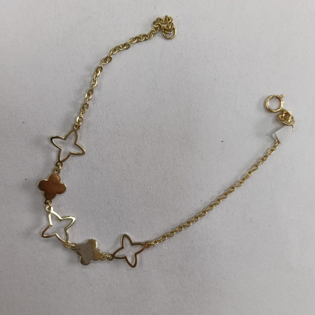 PULSERA TEJIDO ESP CON TREBOL 14K 18 CM 1.5 GR (NUEVO)