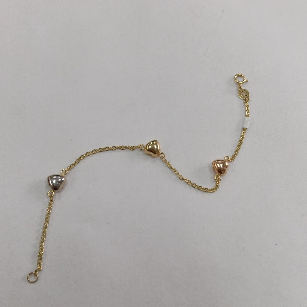 PULSERA ESP CON CORAZONES COMBINADOS 14K 18 CM 1.6 GR (NUEVO)