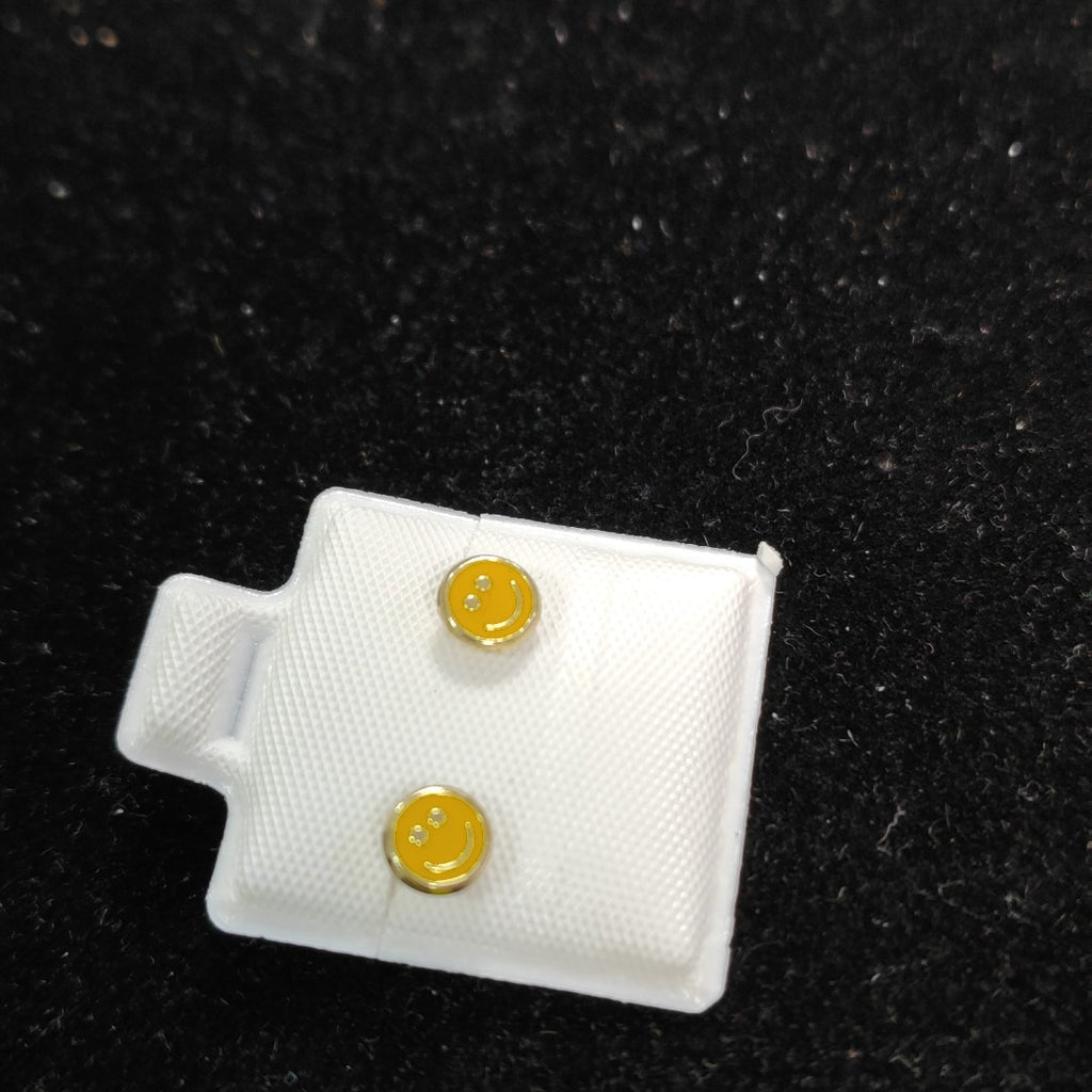 BROQUELES BROQUEL FIG SONRISA ESMALTE AMARILLO 14K 0.2074 GR (NUEVO)