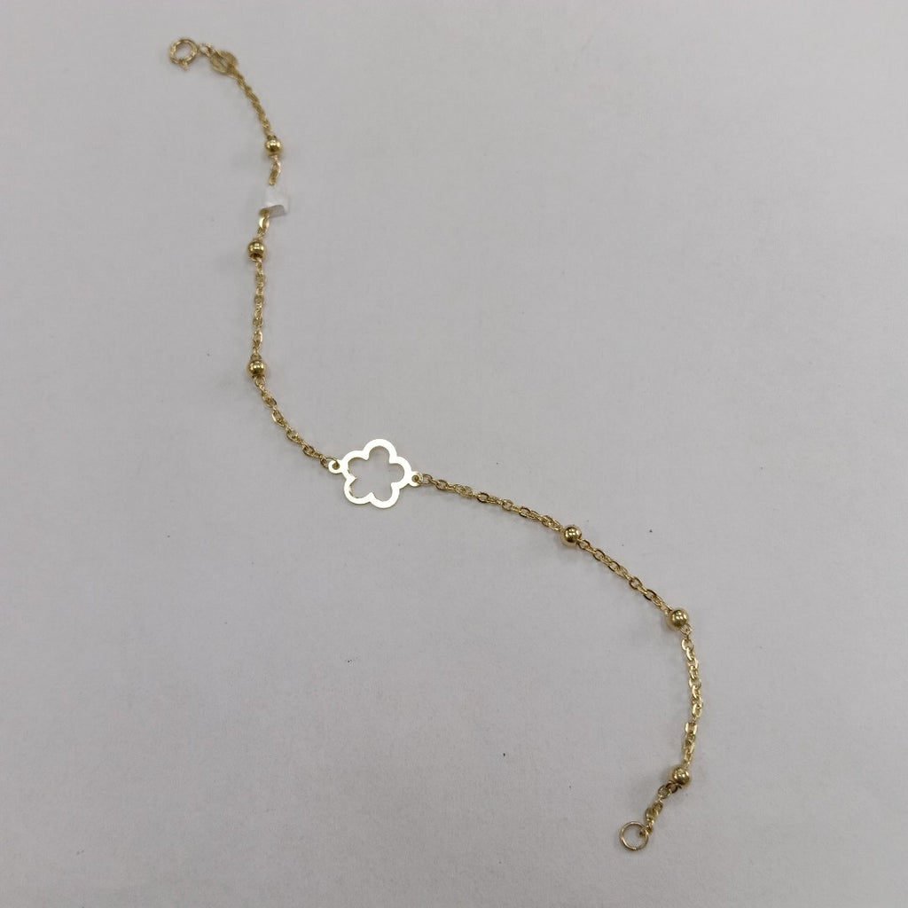PULSERA TEJIDO ESPECIAL CON FLOR 14K 18 CM 1.6 GR (NUEVO)