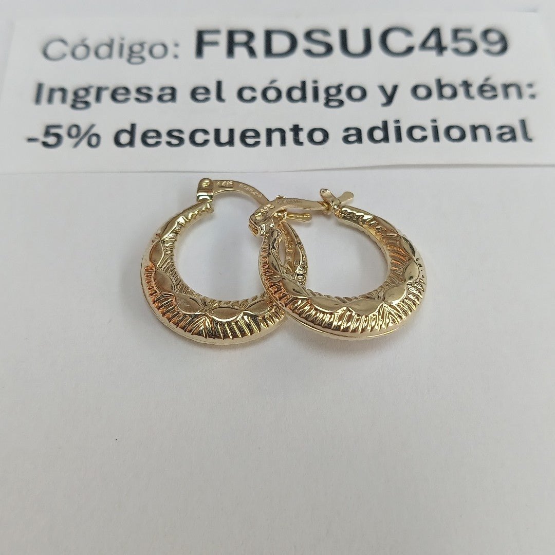 ARETES ARRACADAS HUECAS 14K 1.7 GR (NUEVO)