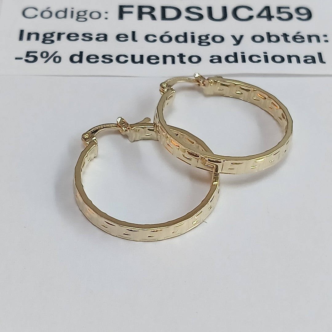 ARETES TEJIDO ARRACADA CON GRECAS 14K 2.8 GR (NUEVO)