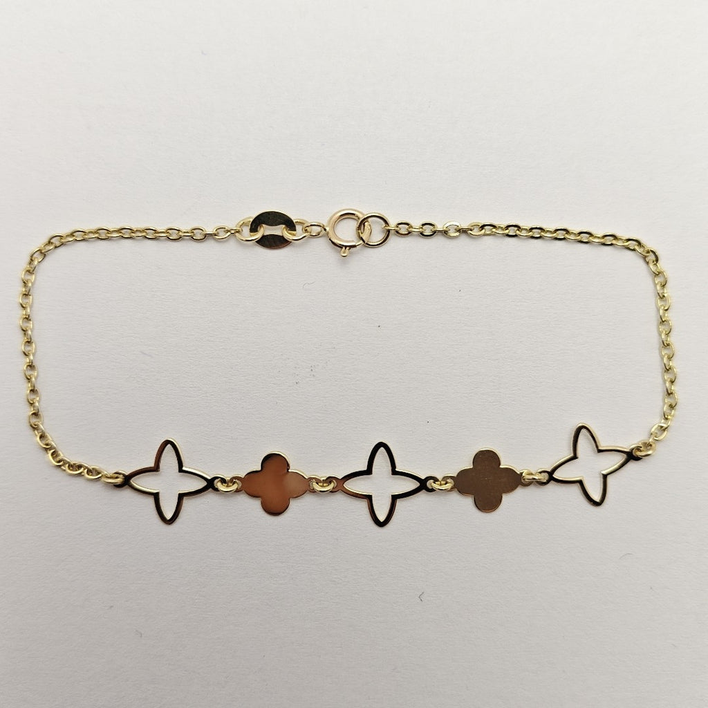 PULSERA TEJIDO ESP CON TREBOL 14K 18 CM 1.6 GR (NUEVO)