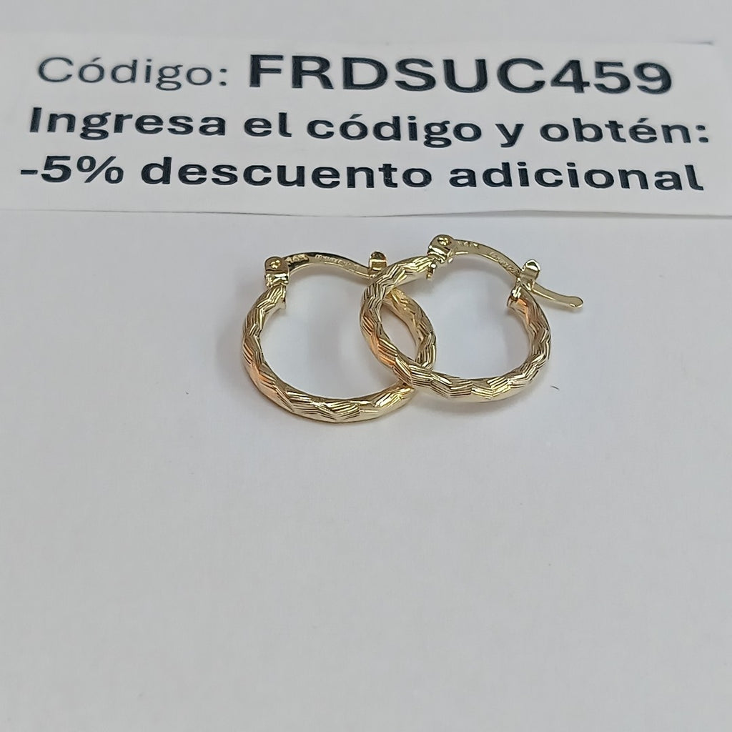 ARETES ARRACADAS TRENZADAS 14K 18 1.6 GR (NUEVO)