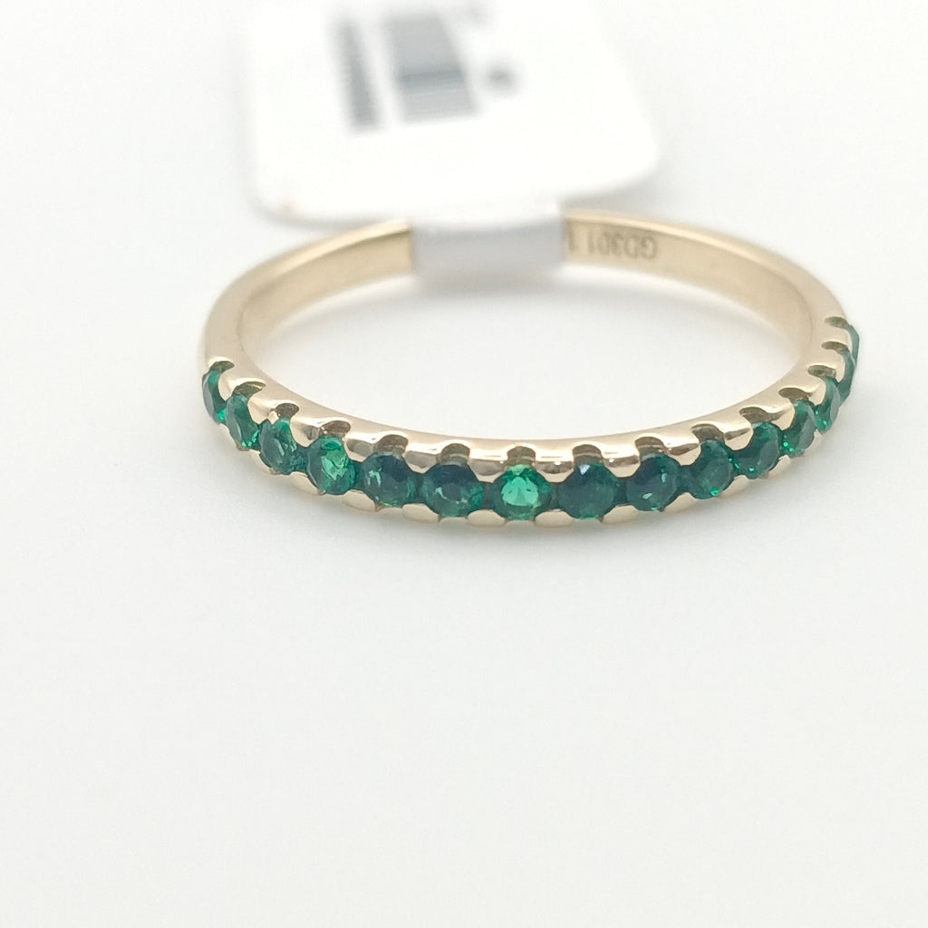 ANILLO ANILLITO MEDIA CHURUMBELA C PDRAS COLOR VERDE 14K 7 TALLA 1.5 GR (NUEVO)