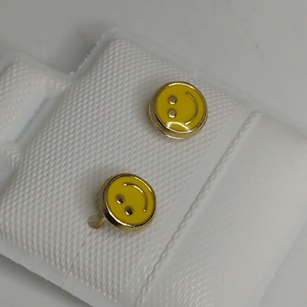 BROQUELES BROQUEL FIG SONRISA ESMALTE AMARILLO 14K 0.2074 GR (NUEVO)